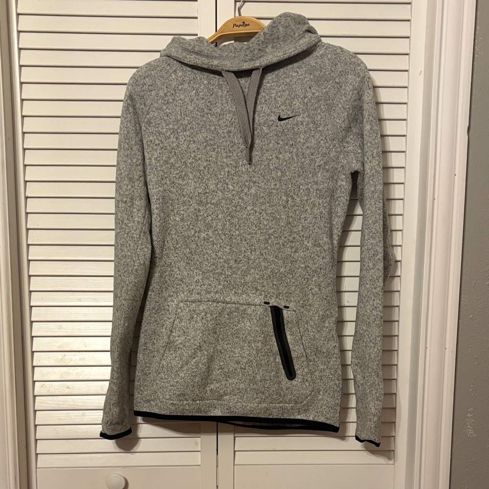Nike Women’s Heather Grey Hooded Pullover with Zip Pocket